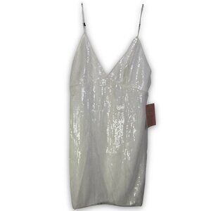 Amsale White Sequin Mini Dress